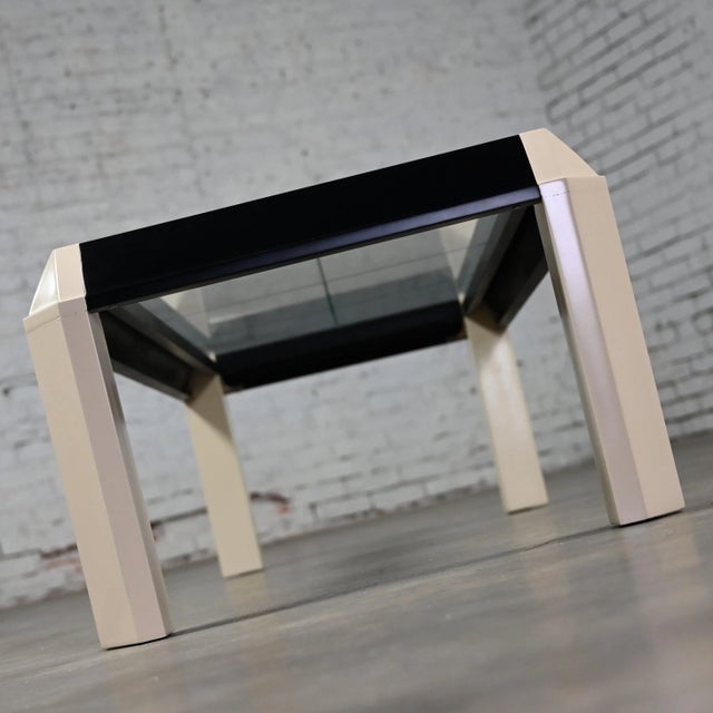 1970-1980’s Modern to Postmodern Coffee Table Off White & Black Painted ...