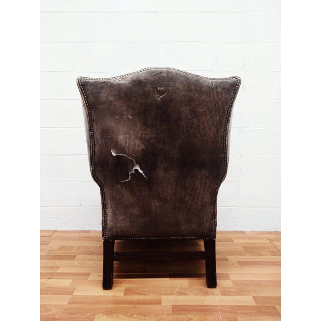 1930s 1930s English Georgian Style Wingback Library Chairs- a Pair For Sale - Image 5 of 7