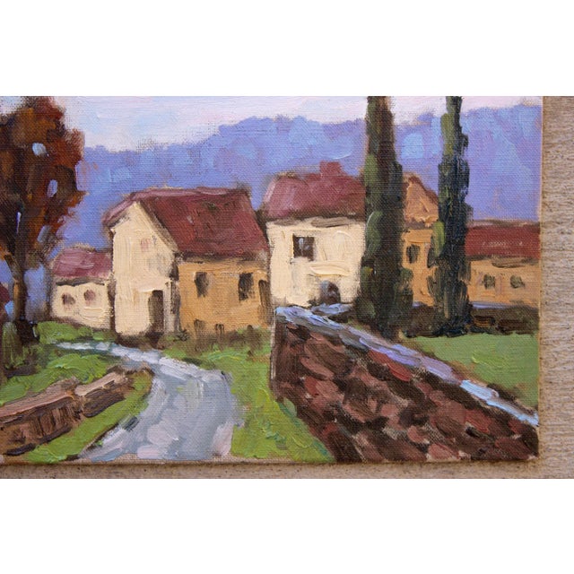 Shabby Chic "Afternoon Village Lane" Contemporary Tuscan Landscape Oil Painting For Sale - Image 3 of 10