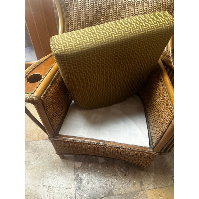 Wood 1970s Vintage Rattan Wicker Lounge Chair For Sale - Image 7 of 9