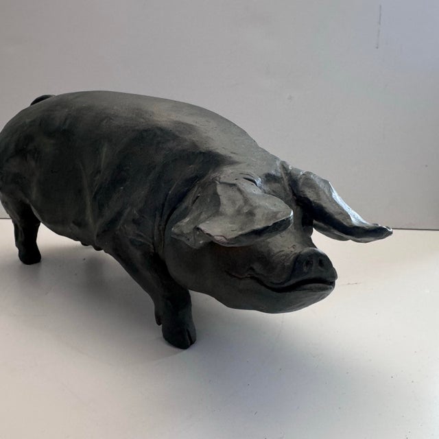 Gray Vintage House Parts Inc Pot Belly Pigs Resin Farmhouse Decor Sculptures For Sale - Image 8 of 11