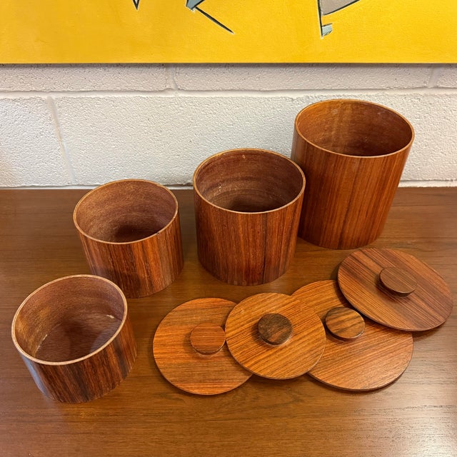 1960s Mid-Century Modern Japanese Teak Nesting Canisters by Otagiri For Sale In New York - Image 6 of 6