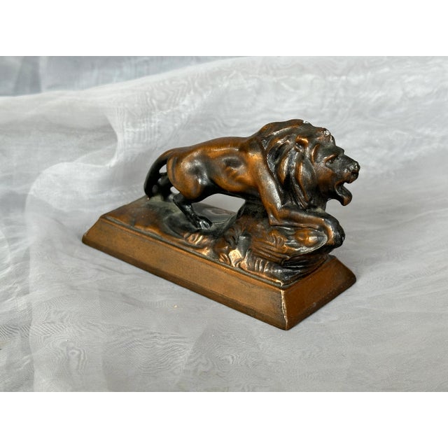 Antique Bronze Lion Paperweight For Sale - Image 11 of 12
