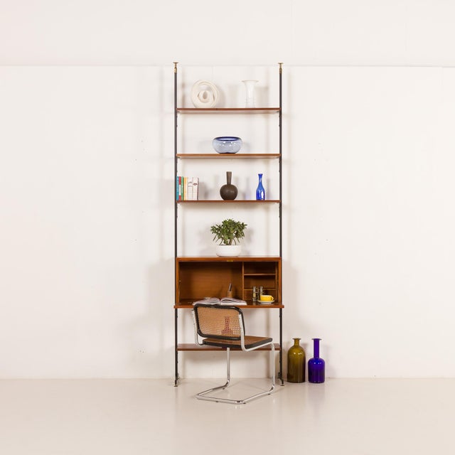 Mid-Century Modern Vintage Italian Floor-to-Ceiling Wall Unit with a Bureau, 1960s For Sale - Image 3 of 17