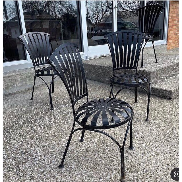 1950s 1950s Attributed to Francois Carre Petite Fan Back Garden Chairs - Group of 6 For Sale - Image 5 of 7