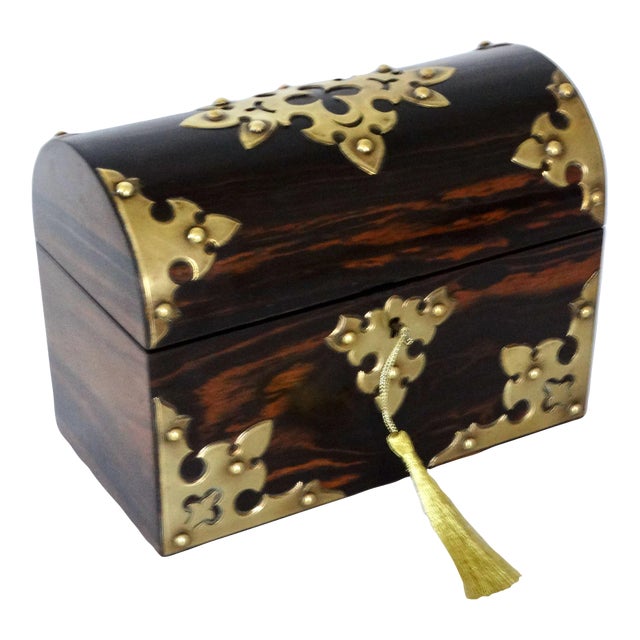 19th-Century English Coromandel Box, Lock & Key For Sale