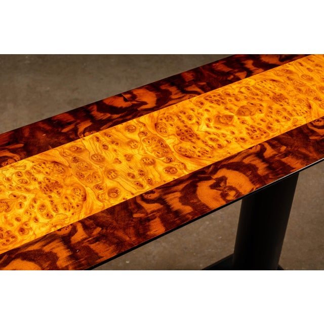 1970s Oscar Dell’Arredamento for Miniforms Burl Wood Console Table For Sale In Chicago - Image 6 of 7