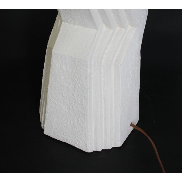 Sculpture Materials Post Modern Plaster Zig Zag Table Lamps, a Pair For Sale - Image 7 of 12