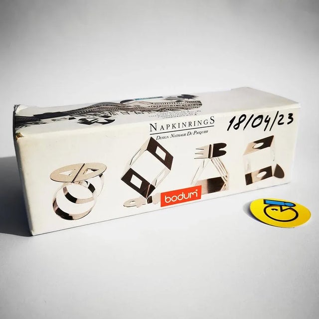 1990s Chrome Plated Brass Metal Napkin Rings Nathalie Du Pasquier for Bodum - Set of 4 For Sale - Image 13 of 16