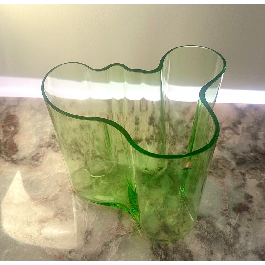 Alvar Aalto for Iittala Savoy Green Glass Vase, Large | Chairish