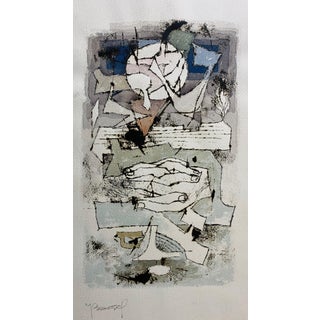 Moses Bagel Bahelfer, Polish French Judaica Watercolor Gouache Painting Original Bauhaus Yiddish Art For Sale