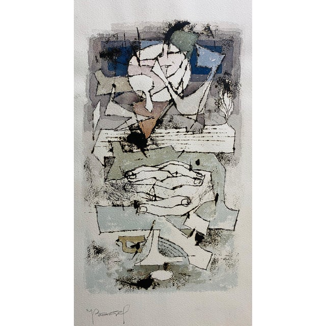 Moses Bagel Bahelfer, Polish French Judaica Watercolor Gouache Painting Original Bauhaus Yiddish Art For Sale