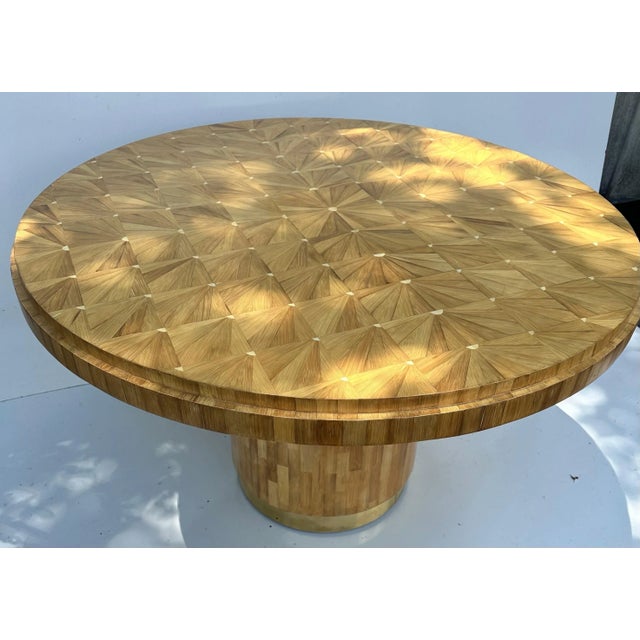 Ron Seff Raffia Marquetery dining room table For Sale - Image 11 of 12