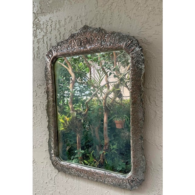 1920s Antique Silver Plated Mirror For Sale - Image 5 of 13