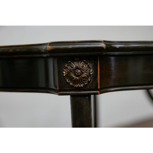Mid-Century Modern English Midcentury Period Dark Lacquered Side Tables with Neoclassical Accents For Sale - Image 3 of 12
