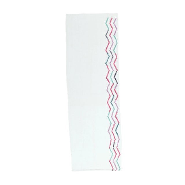 White 1970s Turkish Vintage Oushak Wool Kilim Handwoven Flatweave Rug For Sale - Image 8 of 8