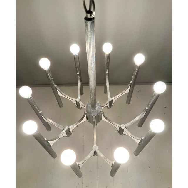 Metal Mid-Century Chandelier by Gaetano Sciolari, Italy, 1960s For Sale - Image 7 of 18