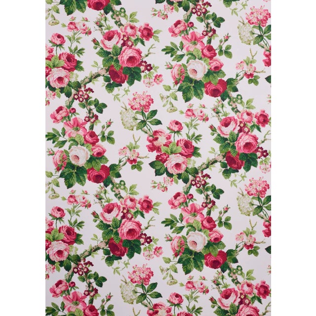 Voluptuous rose blossoms are the hallmark of Nancy, a crisp floral that’s printed in France. It's an exuberant pattern in...