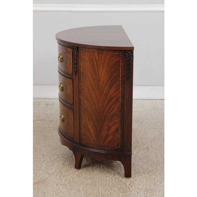 Wood Councill Craftsman Inlaid Mahogany Demilune Chest For Sale - Image 7 of 15