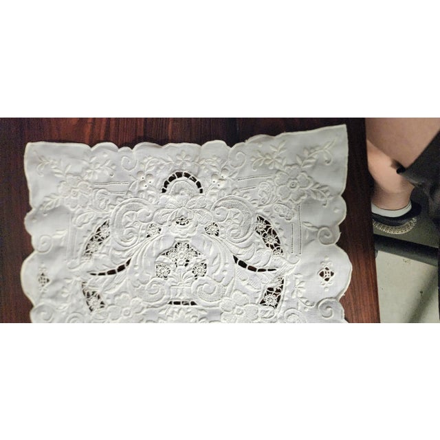 Vintage Embroiderd Fine Linen Table Runner. For Sale - Image 9 of 10