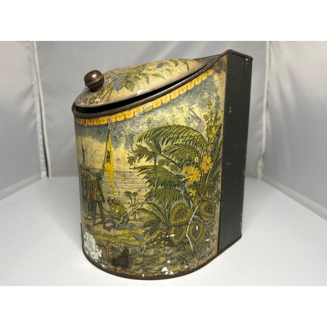 Antique Tin-Litho Tobacco Canister: Ponce de Leon General Store Display For Sale - Image 4 of 10