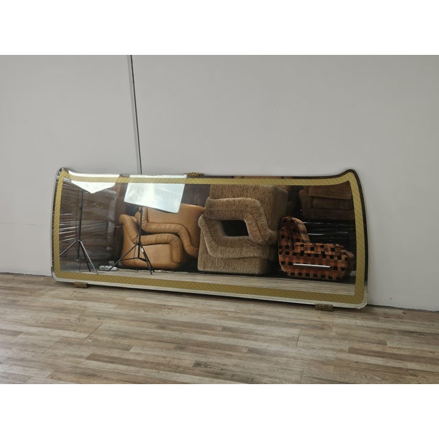Mid-Century Modern Mid-Century Mirror with Golden Decorations and Brass Supports, 1970 For Sale - Image 3 of 18