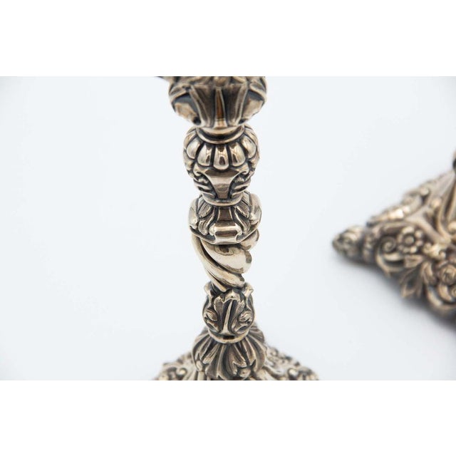 Silver Candlesticks with High Reliefs, Set of 2, in Good conditions.