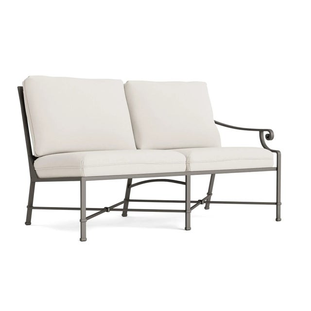 Brown Jordan Venetian Right Arm Loveseat, Mica frame with Fusion Natural fabric For Sale - Image 12 of 12