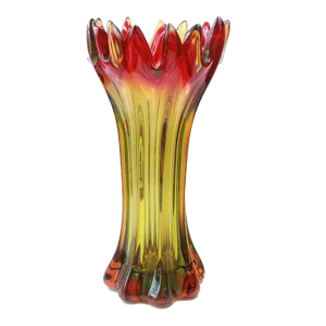 Mid Century Murano Sommerso Red Yellow Vase