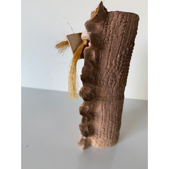 Vintage Tinta Organic Rustic Textured Handmade Studio Pottery Vase For Sale - Image 4 of 12