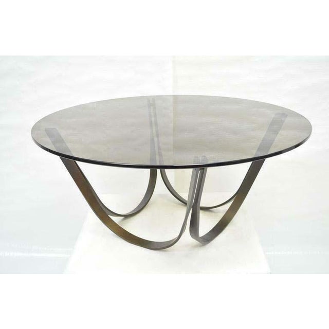 1970s MidCentury Modern Trimark Bronze Sculptural Round Glass Coffee Table Chairish