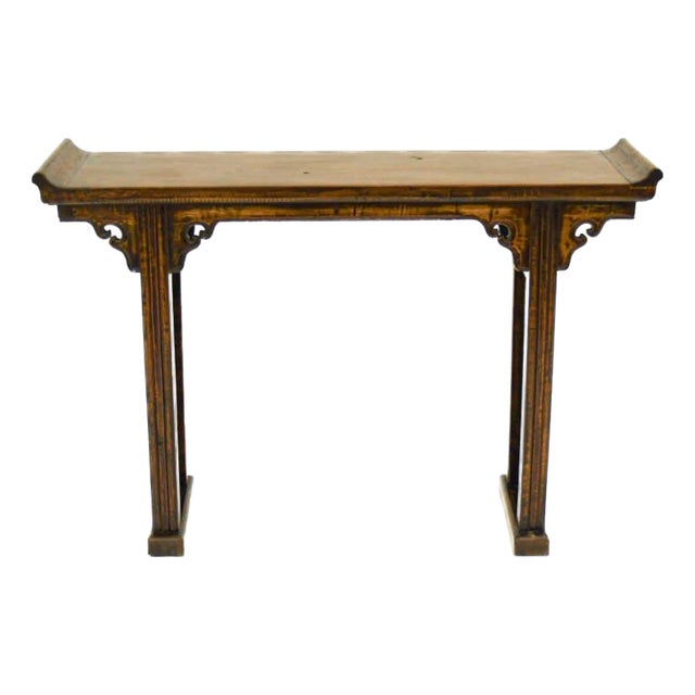Chinese Wooden Altar Table / Console With Carved Apron For Sale