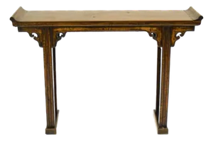 Chinese Wooden Altar Table / Console With Carved Apron