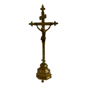 Vintage Free Standing European Brass Crucifix