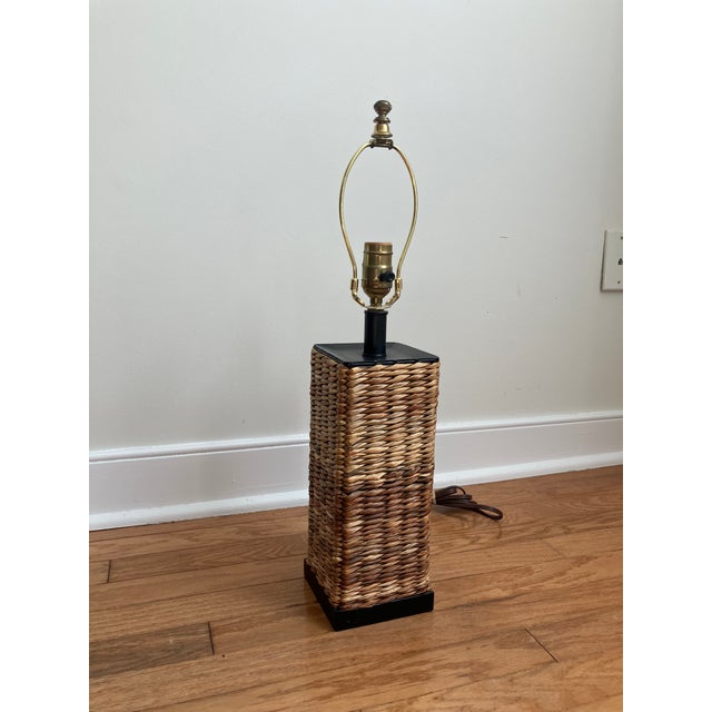 Early 21st Century Palacek Woven Seagrass Rattan Rectangular Table Lamp For Sale - Image 5 of 7