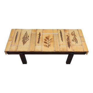 Garrigue Coffee Table with Botanical Tiles by Roger Capron, France, 1960s For Sale
