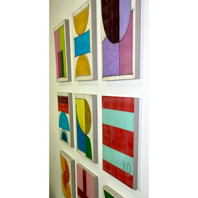 Original Encaustic Mixed Media Installation by Gina Cochran - 9 Panels "Enjoy the Show" For Sale - Image 11 of 11