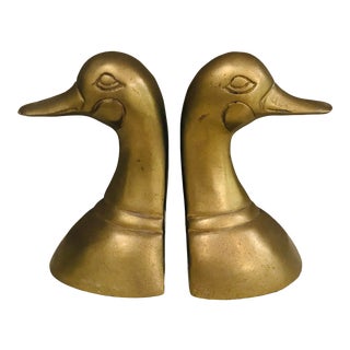 Mid-Century Modern Brass Duck Bookends, a Pair For Sale