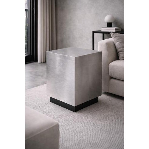 Floating Side Table in Brushed Aluminum by Veliento For Sale - Image 4 of 6