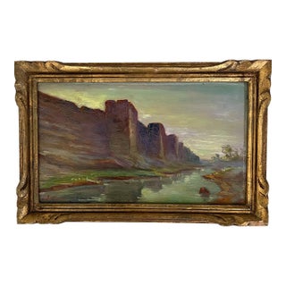 Camille Ravot Antique Parisian Landscape Oil Painting For Sale