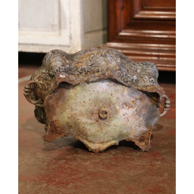 19th Century French Rococo Cast Iron Garden Jardinière With Weathered Patina For Sale - Image 11 of 12