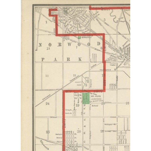 Antique Street Map of Chicago with Loop and Lakefront by Ran McNally, 1899 For Sale - Image 6 of 12