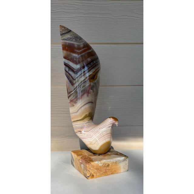 Mid 20th Century Mid-Century Modern Solid Banded Onyx Abstract Bird Sculpture For Sale - Image 4 of 12