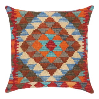 Shabby Chic Turkish Geoffrey Hand Woven Kilim Throw Pillow For Sale