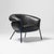 An iron tubular (25mm) structured armchair. Seat and backrest upholstered in leather. The leather upholstery oozes over...