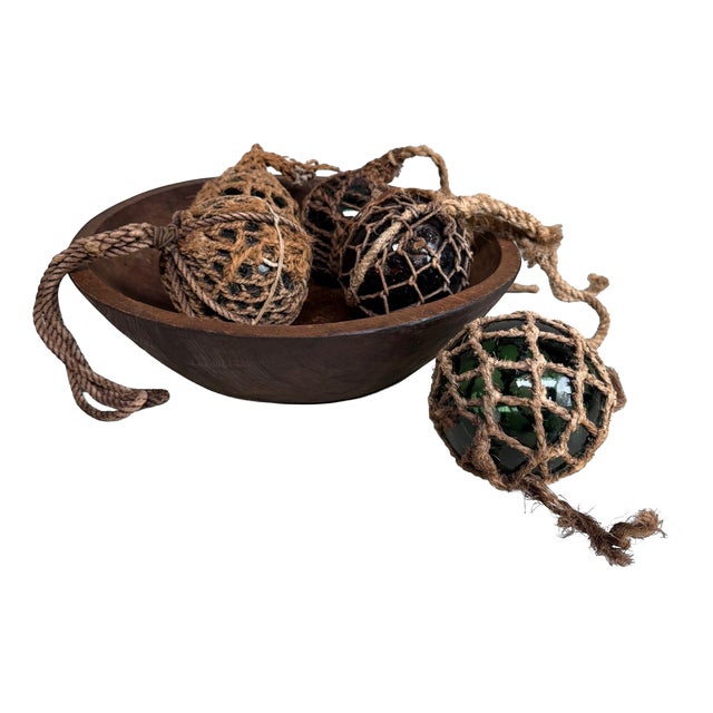 Japanese Ukidama Glass Fishing Floats, 1950s, Set of 5 For Sale