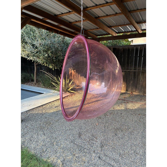 Mid 20th Century Vintage Pink Hanging Bubble Chair – Space Age MCM For Sale - Image 5 of 6