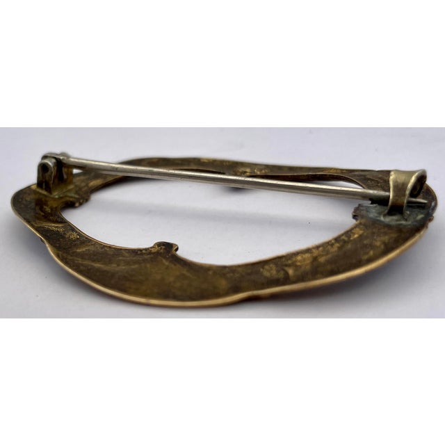 Art Nouveau 1900s Art Nouveau Brass Brooch For Sale - Image 3 of 4