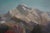 Mid Century Sierra Mountaintops Landscape in Oil on Canvas Significant California School painting of a Sierra mountain...