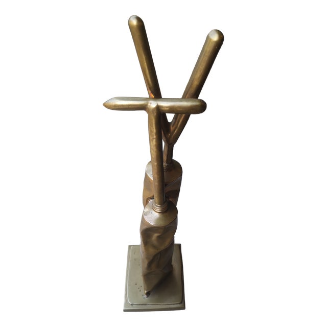 Fernandez Arman, Tubes Sculpture, 1990s, Gold Painted Bronze For Sale